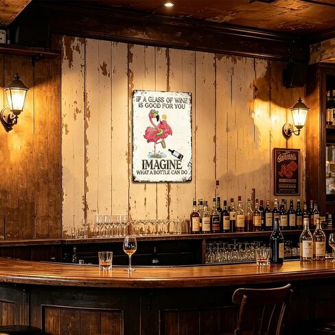 Funny Bar Sign, Man Cave Decor for Men, Vintage Beer Signs for Home Bar, Bar, Basement, Garage, Mancave, Men Gifts 8x12 Inch - If a Glass of Wine Is Good for You, Imagine What a Bottle Can Do in Saudi Arabia