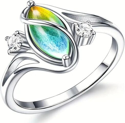 JUDE Jewelers Oval Shaped Stone Mood Color Changing Temperature Sensative Moon Stone Wedding Engagement Promise Statement Ring in Saudi Arabia