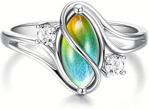 JUDE Jewelers Oval Shaped Stone Mood Color Changing Temperature Sensative Moon Stone Wedding Engagement Promise Statement Ring in Kuwait