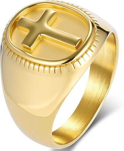 JUDE Jewelers Stainless Steel Oval Shape Signet Christian Cross Religious Wedding Statement Promise Cocktail Party Ring in Saudi Arabia