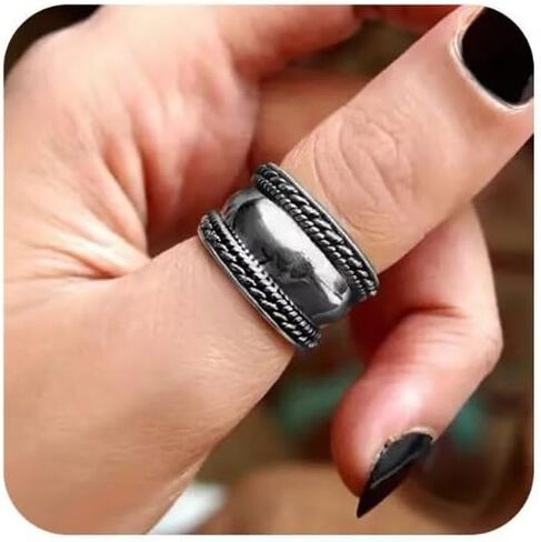 Vintage Chunky Twist Ring - 925 Sterling Silver Smooth Rope Band - Minimalist Retro Statement Ring for Bold Style(Silver，Size 11) in Saudi Arabia