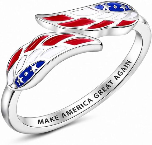 4th of July Rings for Women & Men, Silver Adjustable USA Red Blue Flag Jewelry 250TH Independence Day Patriotic Jewelry Gift in Saudi Arabia