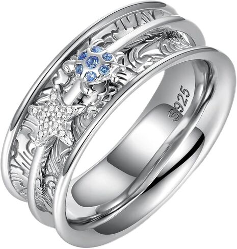 Turtle Ring 925 Sterling Silver Starfish Anxiety Fidget Ring Ocean Fidget Spinner Ring Sea Animal Stress Ring Anxiety Worry Rings Figette Ring Sea Turtle Gifts for Women Jewelry Decor for Turtle Lovers Women Men in Saudi Arabia
