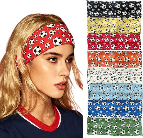 Soccer Headbands for Women & Kids, 4/8 Pack Football Fan Sweatbands, Stretchy Sports Hair Bands for Soccer Game Day, Unisex for Men Women Kids, Athletic Headwraps for the World Cup in Saudi Arabia