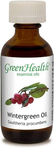 GreenHealth Wintergreen - 2 أونصة سائلة (59 مل) زجاجة زجاجية مع غطاء - زيت عطري نقي 100% مشحون بغطاء مقاوم للأطفال in Kuwait