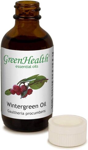 GreenHealth Wintergreen - 2 أونصة سائلة (59 مل) زجاجة زجاجية مع غطاء - زيت عطري نقي 100% مشحون بغطاء مقاوم للأطفال in Kuwait