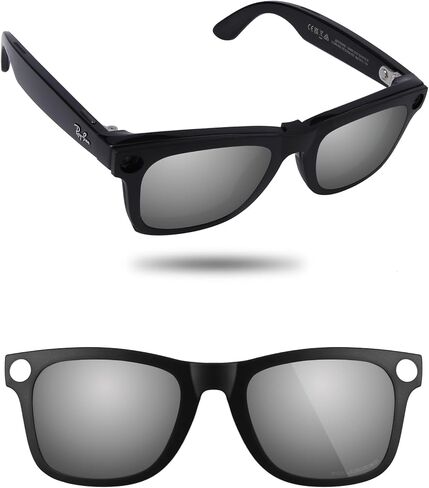 Fiskr Polarized Clip-On Sunglass Compatible with Ray-Ban Meta Wayfarer RW4008 & Gen 2 RW4012(53-22) - UV Protection in Saudi Arabia