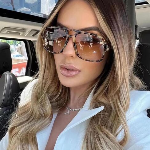 Retro Square Sunglasses for Women Men Classic 70s Oversized Square Sun Glasses Oragne Vintage Shades in Kuwait