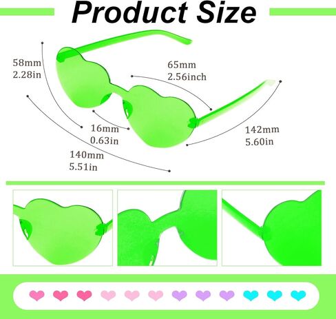 AMCAMI 2 عبوة من النظارات الشمسية على شكل قلب للنساء نظارات ملونة على شكل قلب هدايا لحفلات العزوبية in Kuwait