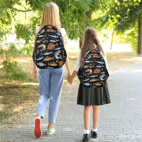 Sea and Freshwater Fish Black Backpack for School Study Book Bag Laptop Backpack Work Travel Computer Bags in Kuwait