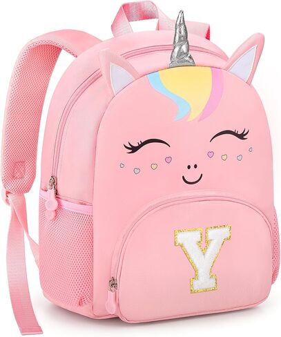 Personalized Initial Toddler Backpack for Girls Preschool Kindergarten Backpack Cute Kids Backpacks for Girls Kids Daughter Granddaughter,Birthday Gifts for back to School,Day Trips (Pink(Age 2-6), A) in Kuwait