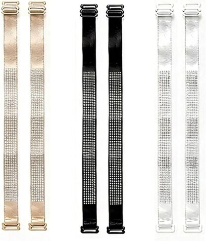 Women's Glitter Rhinestone Bra Straps - Non-slip Adjustable Bling Bra Shoulder Straps for Dress & Lingerie in Kuwait
