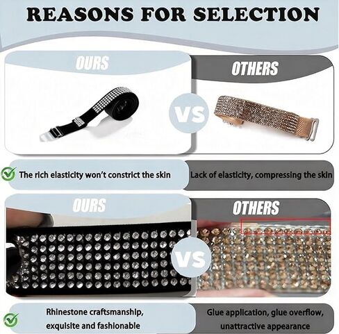 Women's Glitter Rhinestone Bra Straps - Non-slip Adjustable Bling Bra Shoulder Straps for Dress & Lingerie in Kuwait