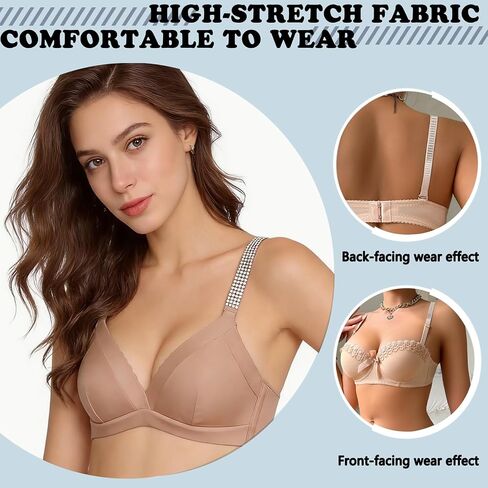 Women's Glitter Rhinestone Bra Straps - Non-slip Adjustable Bling Bra Shoulder Straps for Dress & Lingerie in Kuwait