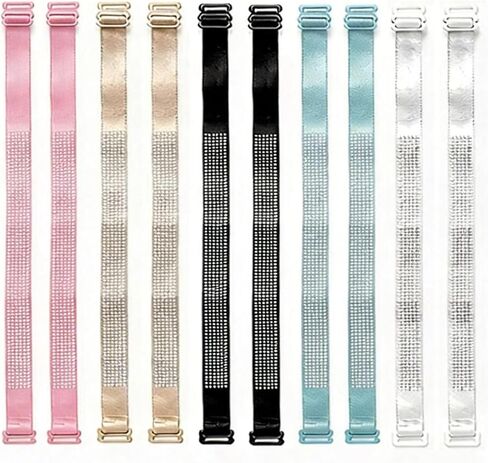 Women's Glitter Rhinestone Bra Straps - Non-slip Adjustable Bling Bra Shoulder Straps for Dress & Lingerie in Kuwait