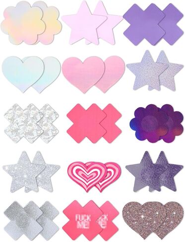 CICKEE 15 Pairs Pasties Rave | Self-Adhesive Nipple Covers Pack Breast Petals Sticky Pasty Nipple Stickers in Saudi Arabia