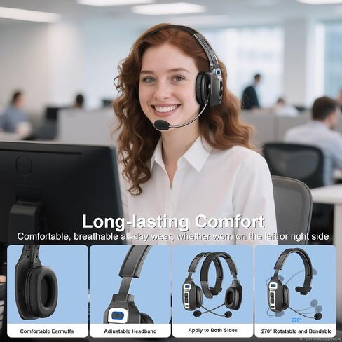 3D Sleep Mask, No Pressure, Suitable for Long-Term Wearing, in-Ear Headphones & Trucker Headset with AI Noise Cancellation Microphone 65 Hrs Working Time in Kuwait