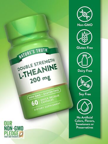 Nature's Truth L Theanine | 200mg | 60 Quick Release Capsules | Non-GMO & Gluten Free Supplement in Saudi Arabia