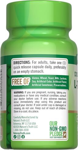 Nature's Truth L Theanine | 200mg | 60 Quick Release Capsules | Non-GMO & Gluten Free Supplement in Saudi Arabia