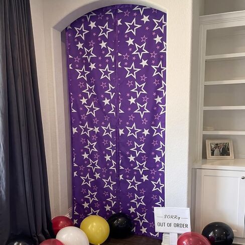 Irenare 5 Night Party Decoration Purple Star Door Curtain Backdrop 27.5x78.7 Inch Split Design Game Doorway Cover with Hook & Loop, Galaxy Star Birthday Party Decor Photo Booth Background for Kid Teen in Kuwait