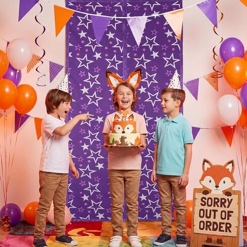 Irenare 5 Night Party Decoration Purple Star Door Curtain Backdrop 27.5x78.7 Inch Split Design Game Doorway Cover with Hook & Loop, Galaxy Star Birthday Party Decor Photo Booth Background for Kid Teen in Kuwait