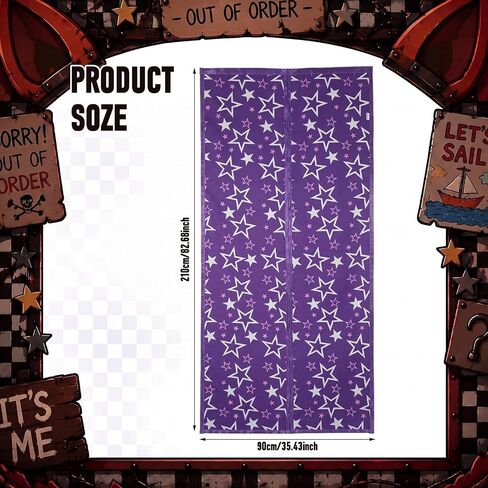 Irenare 5 Night Party Decoration Purple Star Door Curtain Backdrop 27.5x78.7 Inch Split Design Game Doorway Cover with Hook & Loop, Galaxy Star Birthday Party Decor Photo Booth Background for Kid Teen in Kuwait