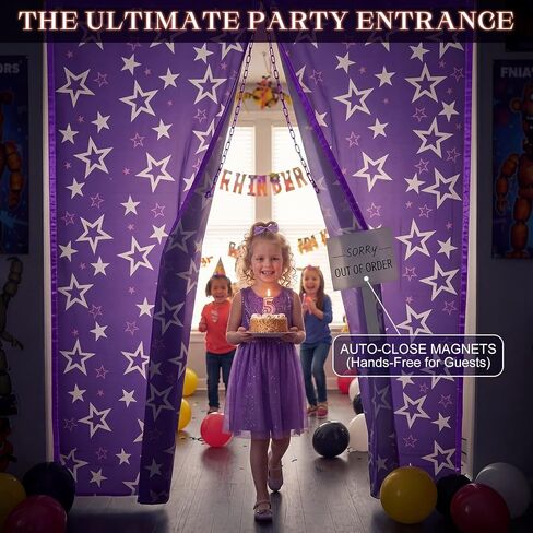 Irenare 5 Night Party Decoration Purple Star Door Curtain Backdrop 27.5x78.7 Inch Split Design Game Doorway Cover with Hook & Loop, Galaxy Star Birthday Party Decor Photo Booth Background for Kid Teen in Kuwait