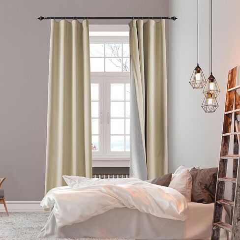 3-in-1 Layers Soundproof Fully Blackout Curtains 72 inch, Noise Canceling Thermal Insulated Back Tab Drapes for Living Room Kids Bedroom, with Hooks, Beige 50x72 Inch 1 Panel in Saudi Arabia