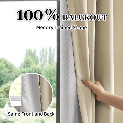 3-in-1 Layers Soundproof Fully Blackout Curtains 72 inch, Noise Canceling Thermal Insulated Back Tab Drapes for Living Room Kids Bedroom, with Hooks, Beige 50x72 Inch 1 Panel in Saudi Arabia