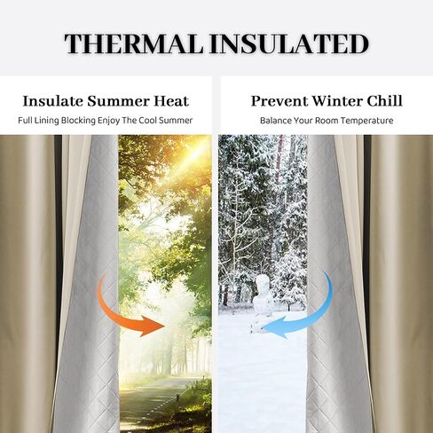 3-in-1 Layers Soundproof Fully Blackout Curtains 72 inch, Noise Canceling Thermal Insulated Back Tab Drapes for Living Room Kids Bedroom, with Hooks, Beige 50x72 Inch 1 Panel in Saudi Arabia