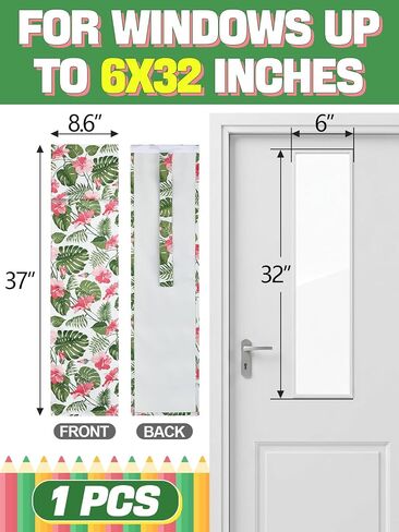 Bigmeta Classroom Door Window Blackout Cover - Blocking 100% Views & 90% Sunlight, Simple Installation Lockdown Shade Privacy Curtain for 6'' x 32'' Window, 1 Pc (Multicolor) in Saudi Arabia