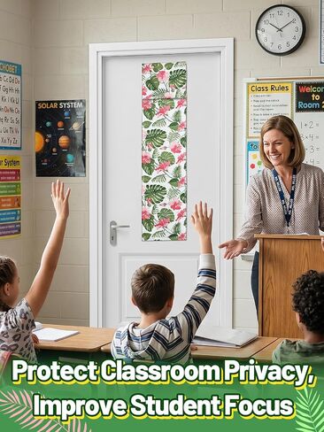 Bigmeta Classroom Door Window Blackout Cover - Blocking 100% Views & 90% Sunlight, Simple Installation Lockdown Shade Privacy Curtain for 6'' x 32'' Window, 1 Pc (Multicolor) in Saudi Arabia
