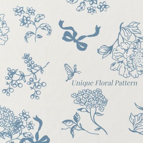Dusty Blue Peony Floral Linen Curtains 84 Inches Long for Living Room Dining 2 Panels Back Tab Semi Sheer Light Filtering Vintage Farmhouse Boho Flower Bowknot Pattern Bedroom Window Drapes 52x84 in Saudi Arabia