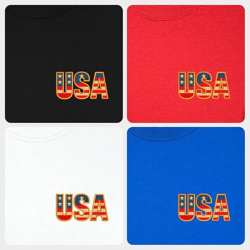 Embroidery USA Flag Long Sleeve Men Women Sweatshirt Pullover America Patriotic Crew Neck Sweater Large Royal Blue in Saudi Arabia