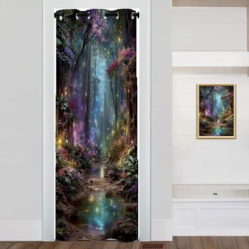 Forest Door Curtain for Doorway Privacy Enchanted Fantasy Nature Decor Door Curtain for Kids Boys Girls Teens Bedroom Living Room Closet 1 Panel 34" W X 80" L in Kuwait