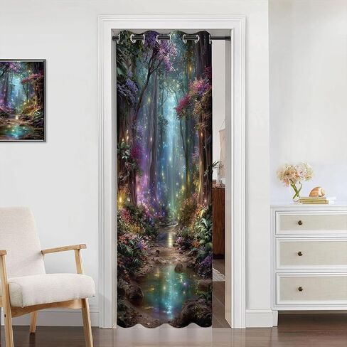 Forest Door Curtain for Doorway Privacy Enchanted Fantasy Nature Decor Door Curtain for Kids Boys Girls Teens Bedroom Living Room Closet 1 Panel 34" W X 80" L in Kuwait