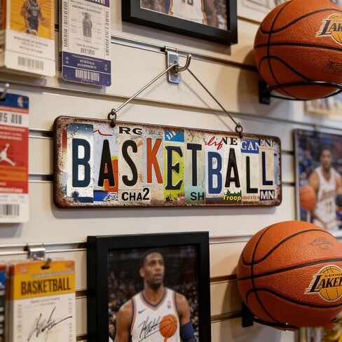 Retro Basketball Sports Metal Tin Signs Decorations，Vintage Street Sign Decor Art Posters, 4x16 Inch, Basketball Room Wall Decor Poster Wallpaper，Bedroom Decor Accessories or Gifts for Boys in Kuwait