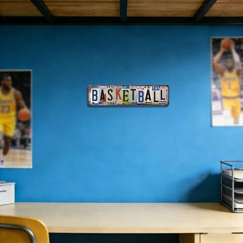 Retro Basketball Sports Metal Tin Signs Decorations，Vintage Street Sign Decor Art Posters, 4x16 Inch, Basketball Room Wall Decor Poster Wallpaper，Bedroom Decor Accessories or Gifts for Boys in Kuwait