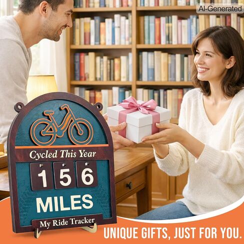 Miles Cycled This Year Tracker Sign - Wooden Yearly Riding Mileage Counter Home Decor - Hiking Gifts for Men Women Hikers Outdoor Enthusiasts in Kuwait