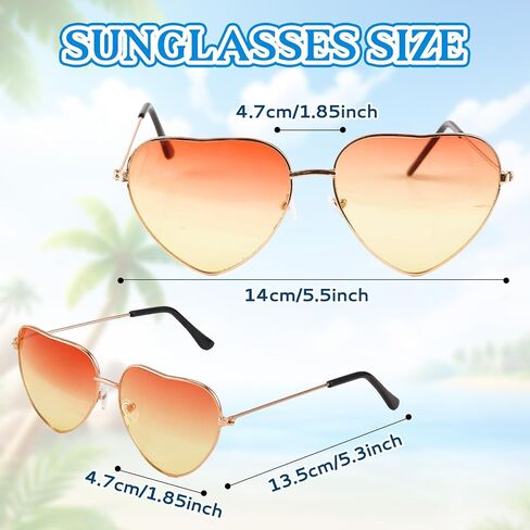 6PCS Heart Shaped Sunglasses Metal Frame Hippie Vintage Sunglasses for Women Multicolor Lenses Glasses in Saudi Arabia