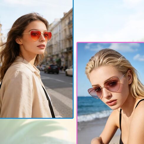 6PCS Heart Shaped Sunglasses Metal Frame Hippie Vintage Sunglasses for Women Multicolor Lenses Glasses in Saudi Arabia