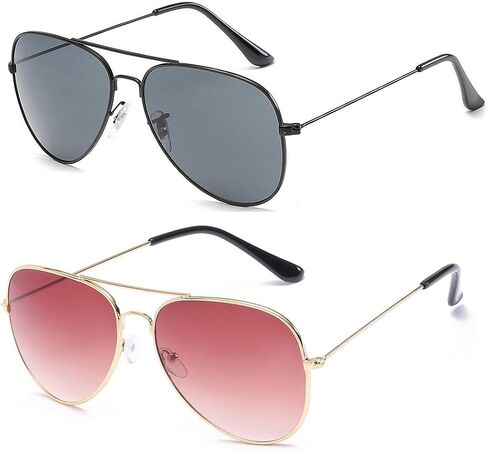 Classic Aviator Flat Lens Sunglasses For Women And Men Metal Frame in Saudi Arabia