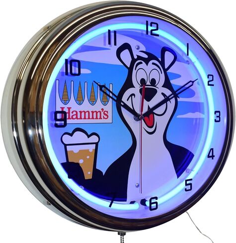 Platinum Hamm's Beer Bear Tin Sign Neon Clock Game Room Man Cave Bar Pub Decor (16" Blue) in Kuwait