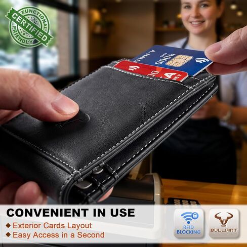 BULLIANT Men Wallet,Magnetic Slim Wallet 10 cards Build-in Bill Folder ID Windows RFID Blocking in Kuwait
