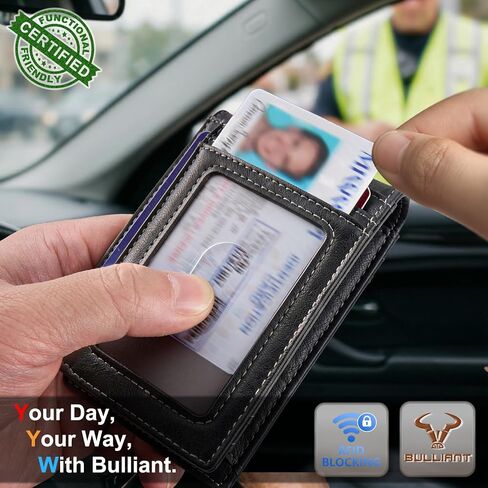 BULLIANT Men Wallet,Magnetic Slim Wallet 10 cards Build-in Bill Folder ID Windows RFID Blocking in Kuwait