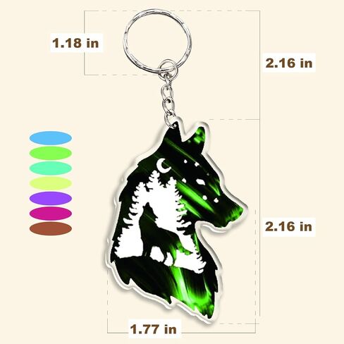 Acrylic Wolf Keychain charms - with Pendant Ring, Outdoor Car Backpack Accessories, for Camping Travel Hiking(Dark green) in Kuwait