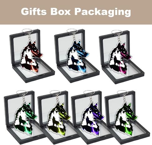 Acrylic Wolf Keychain charms - with Pendant Ring, Outdoor Car Backpack Accessories, for Camping Travel Hiking(Dark green) in Kuwait