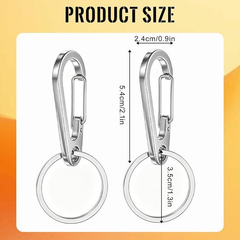 Stainless Steel Key Ring, 2 Pack Heavy Duty Carabiner Keychain Quick Release Key Ring Carabiner Clip Holder for Keys, Cars, Purse Charms, Silver in Saudi Arabia