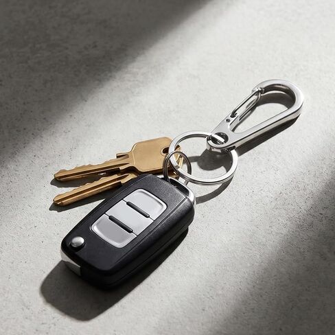Stainless Steel Key Ring, 2 Pack Heavy Duty Carabiner Keychain Quick Release Key Ring Carabiner Clip Holder for Keys, Cars, Purse Charms, Silver in Saudi Arabia