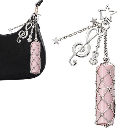 Y2K Stainless Steel Mesh Lip Balm Keychain - Lipstick Holder Case Bag Charms Accessories for Women Keys Bags Purses in Saudi Arabia